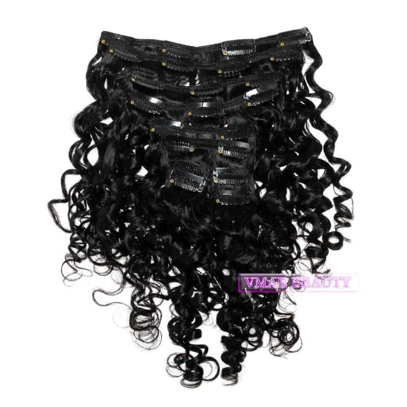 18 Inches / Deep Curly B VMAE Wholesale Raw Remy Virgin Human Hair Extensions Clip Ins Wavy Afro Kinky Curly Clip In Hair Extensions for Black Women