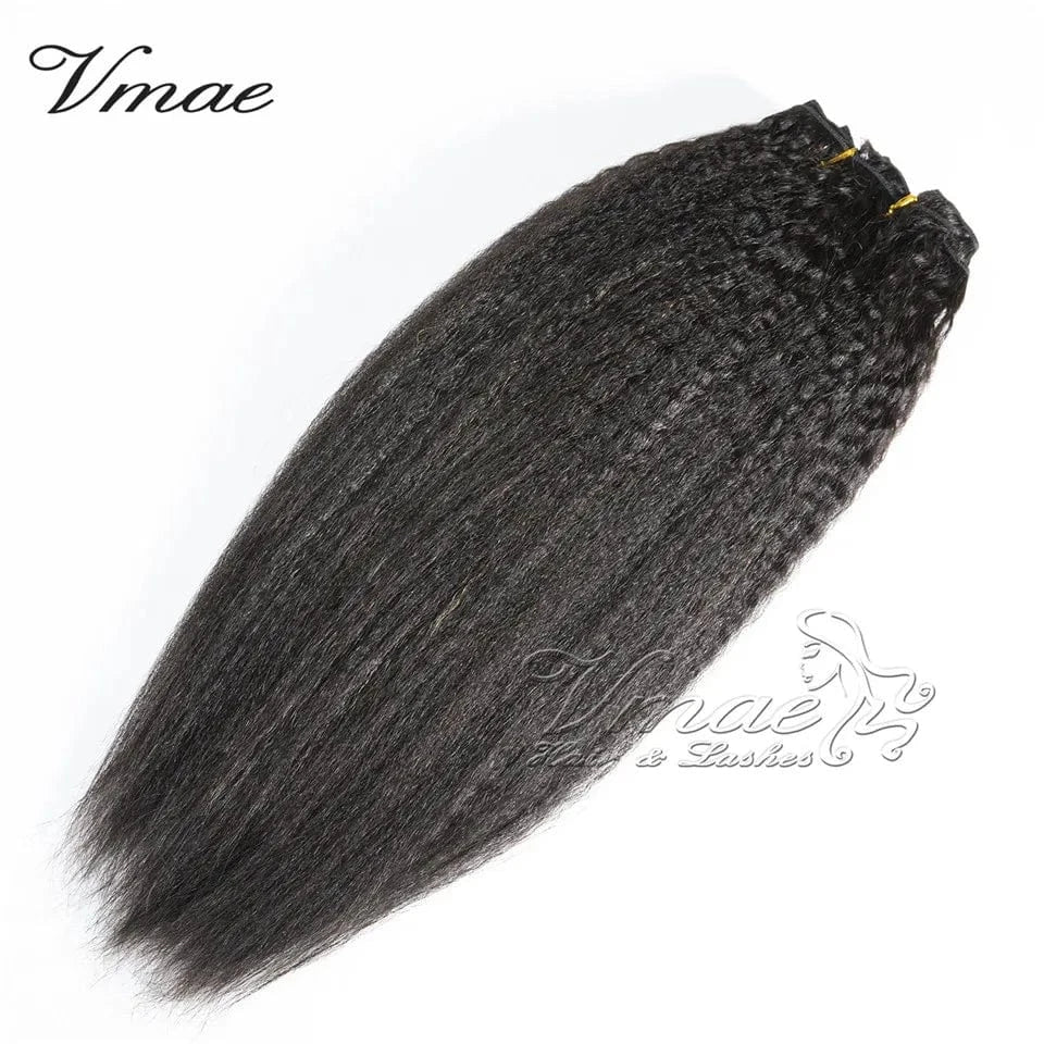 18 Inches / Kinky Straight VMAE Wholesale Raw Remy Human Hair Extensions Clip Ins Deep Wavy Afro Kinky Curly Clip In Hair Extensions for Black Women