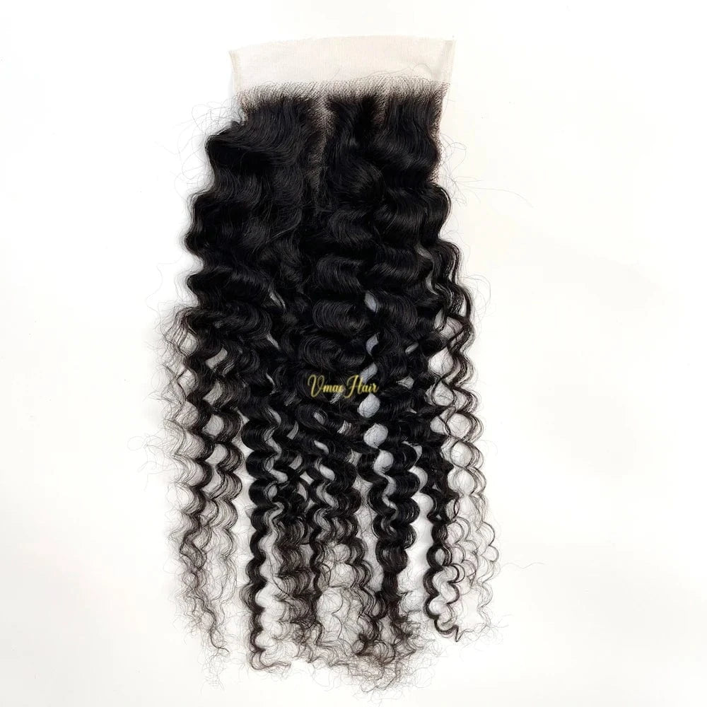 18 Inches / water wave 4*4 closure VMAE Raw Afro Kinky Curly Wavy Deep Wave Bundles Human Hair with Frontal and Closure Cuticle Aligned Hair HD Lace Closure