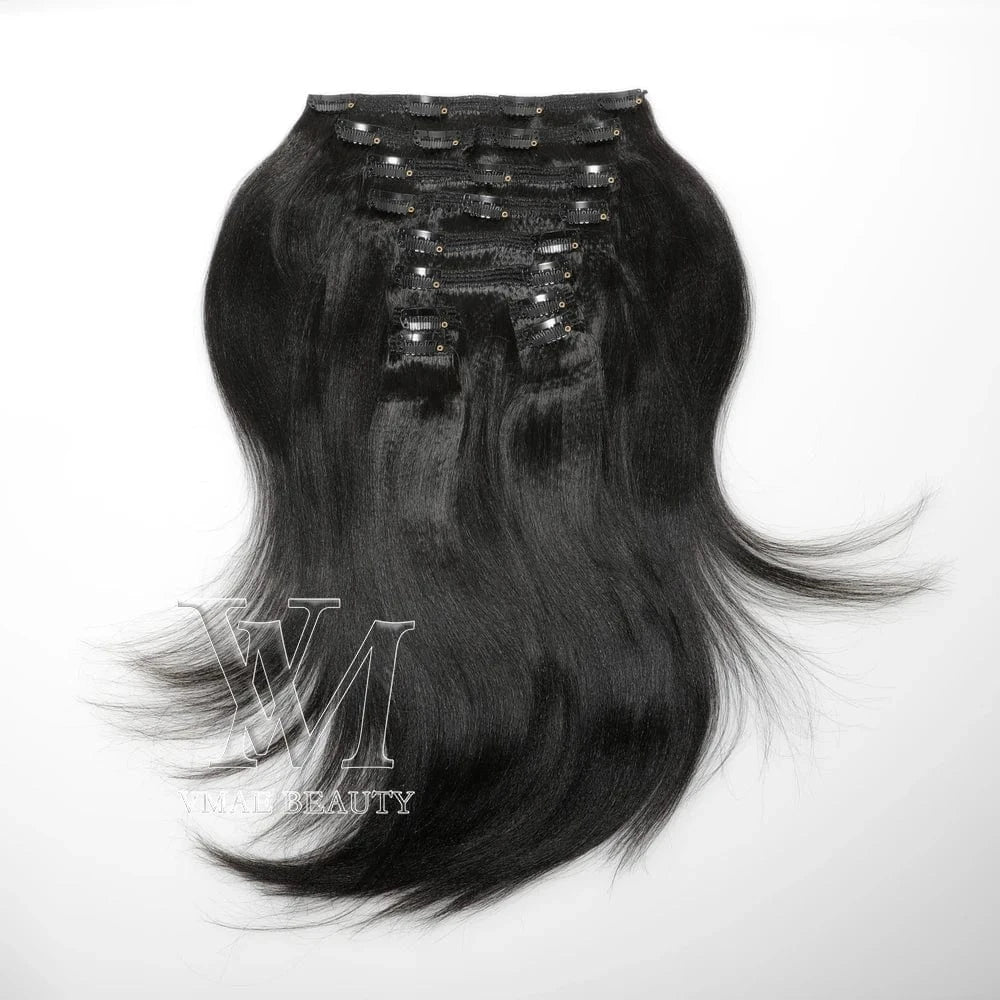 18 Inches / Yaki 100g VMAE Indian Full Cuticle Aligned Virgin Wholesale Remy Human Hair Extensions Clip Ins Kinky Straight Clip In Hair Extensions
