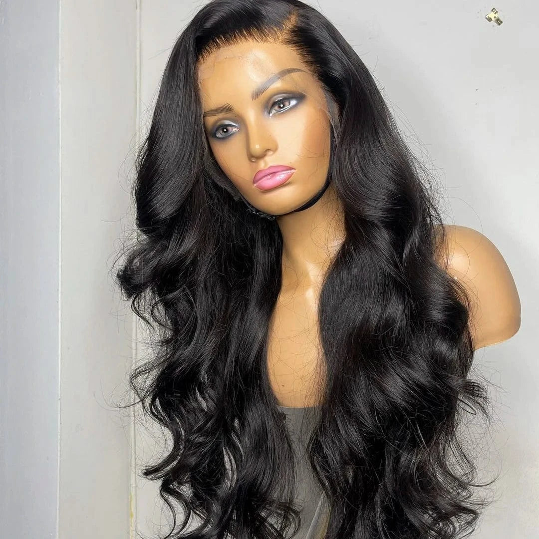 180% density 13X4 Frontal Wig Body Wave Transparent Lace / 28 Inches wholesale body wave 13x4 transparent lace front wigs 100% raw human hair best hd lace frontal 360 wig factory vendors