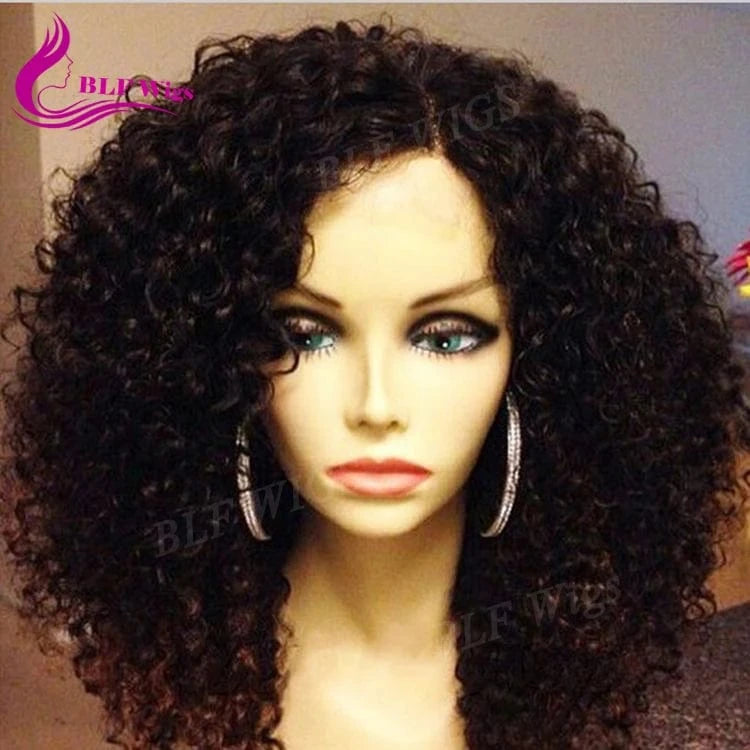 180% Density HD Human Lace Front Wigs Afro Kinky Curly Indian Remy Human Hair Wigs for Black Women