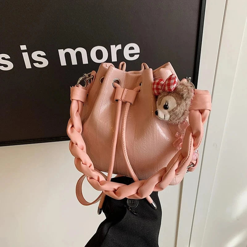 18cm*10cm*19cm / pink New Fashion Handbags 2024 Light Lady Bucket Bags Lady Design Purses For Women