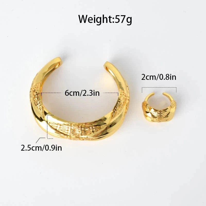 18cm / SY-BR0020 Dubai 24K Gold Plated Bangles Luxury African Ethiopian Arabic Women Hawaiian Bracelets ring Indian Charm Wedding Jewelry Gifts