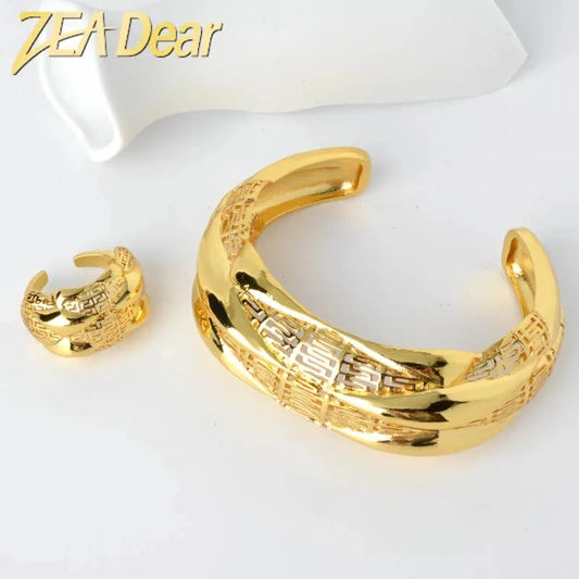 18cm / SY-BR0020 Dubai 24K Gold Plated Bangles Luxury African Ethiopian Arabic Women Hawaiian Bracelets ring Indian Charm Wedding Jewelry Gifts