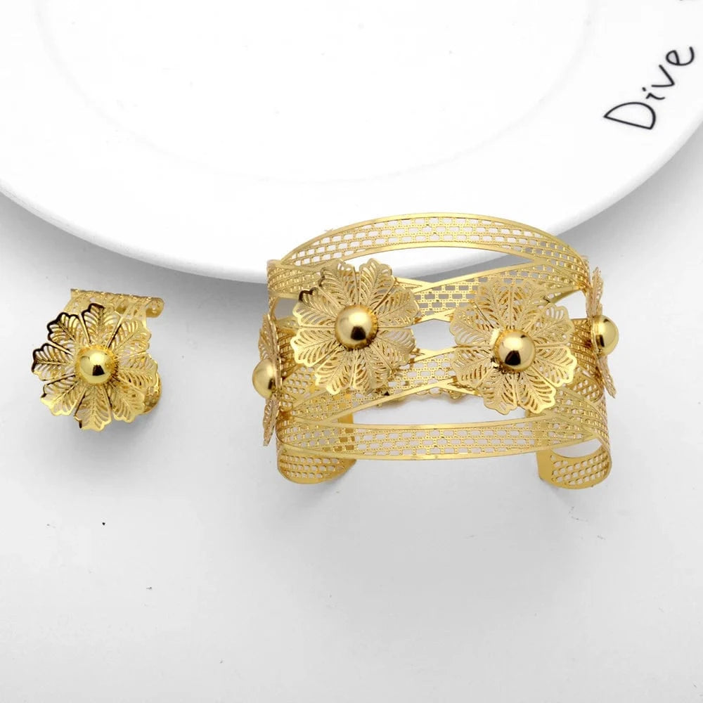18cm / SY-H160 Wholesale Luxury Sets Hawaiian Indian Wedding Designers Charms For Bangles Bracelet Bangle And Ring Gold Plated