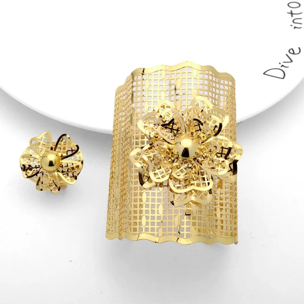 18cm / SY-H162 Wholesale Luxury Sets Hawaiian Indian Wedding Designers Charms For Bangles Bracelet Bangle And Ring Gold Plated