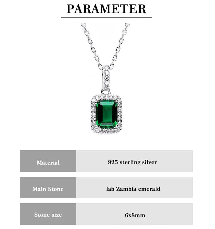 18inches (45cm) / CLP-80-5*7mm Zambia color Halo emerald necklace jewelry waterproof necklace 925 sterling silver fine jewelry pendants & charms