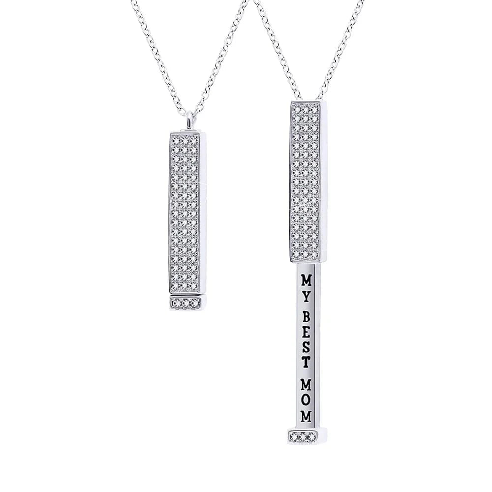 18inches / best mom Hainon Luxury Micro Cubic Zircon Necklace I Love You Mom Rose Gold Plated Pendant Necklace Gifts Jewelry Wholesale