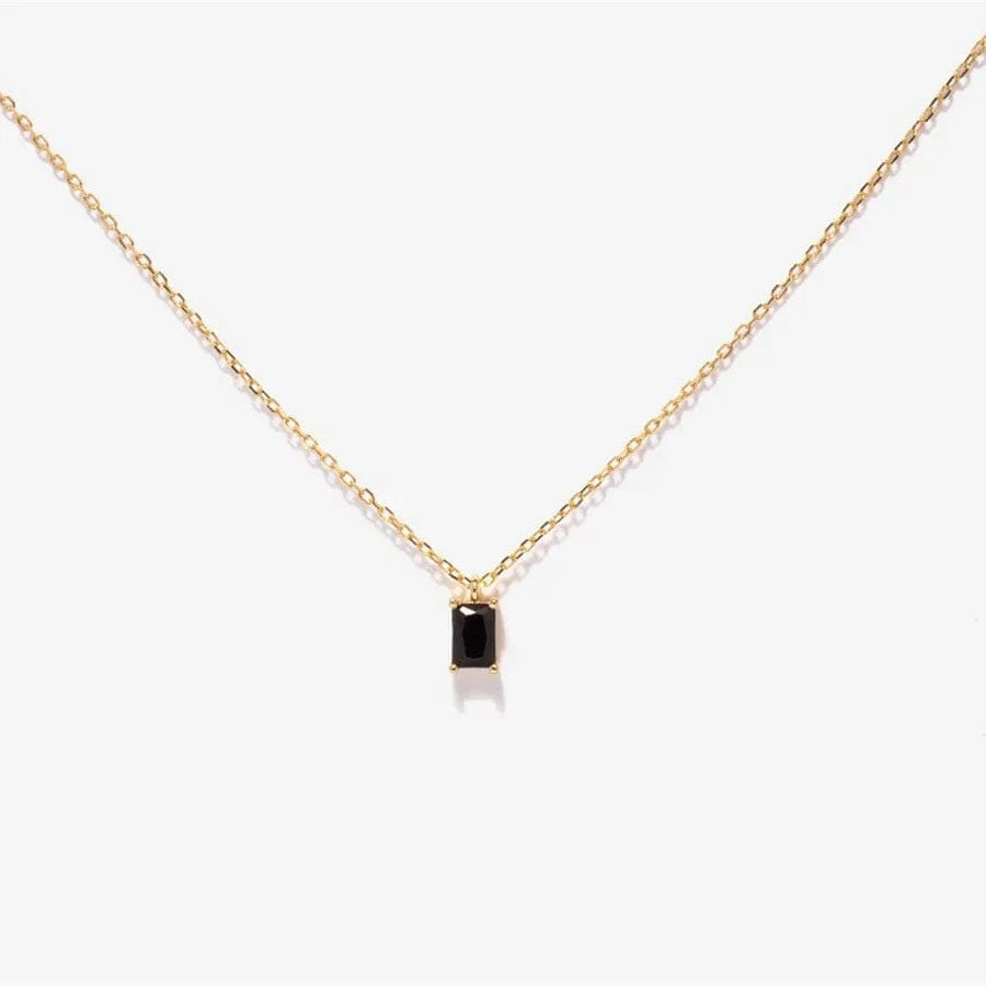 18inches / Black 18K Gold Plated Brassre Ctangular Zircon Collar Necklace Statement Chunky  Charm Summer Beach Chokers Necklaces Gifts for Women