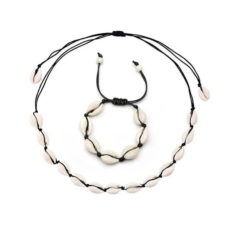 18inches / Black set-syn,howlite Natural Cowrie Beads Shell Bracelet/Anklet/necklace Handmade Beach bracelet Jewelry Hawaiian Jamaican Style Adjustable for Women