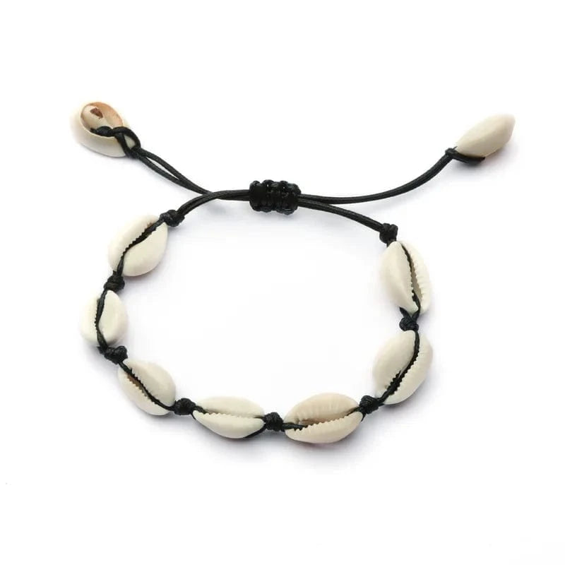 18inches / Black-shell Natural Cowrie Beads Shell Bracelet/Anklet/necklace Handmade Beach bracelet Jewelry Hawaiian Jamaican Style Adjustable for Women