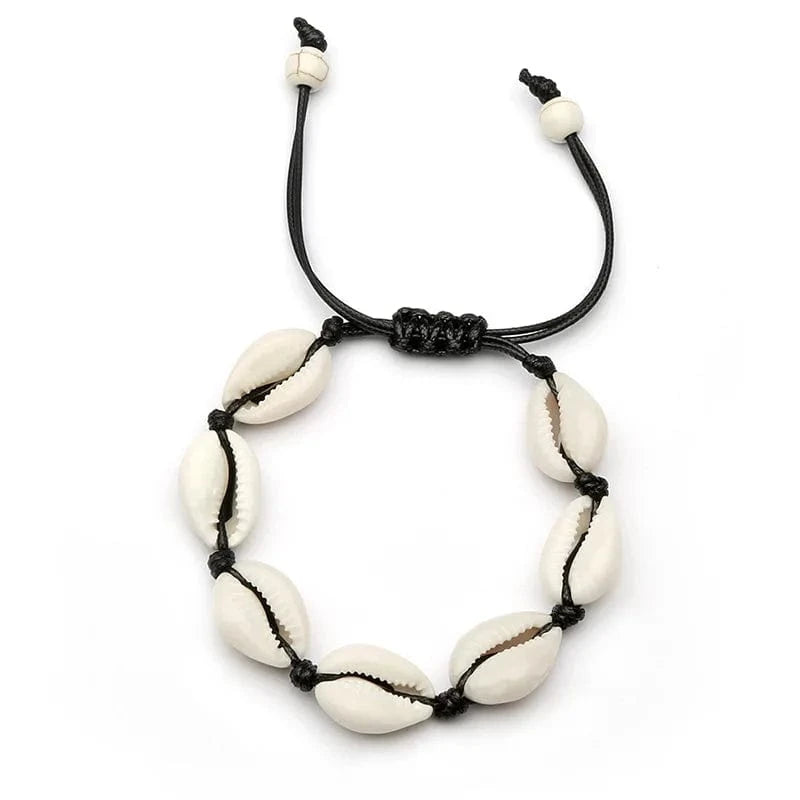 18inches / Black-syn,howlite Natural Cowrie Beads Shell Bracelet/Anklet/necklace Handmade Beach bracelet Jewelry Hawaiian Jamaican Style Adjustable for Women