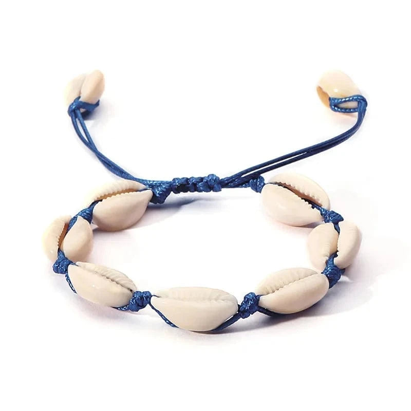 18inches / dark blue-shell Natural Shell Anklet Bracelet Necklace Handmade Beach Foot Jewelry Adjustable Boho Beaded Anklet for Women and Girls