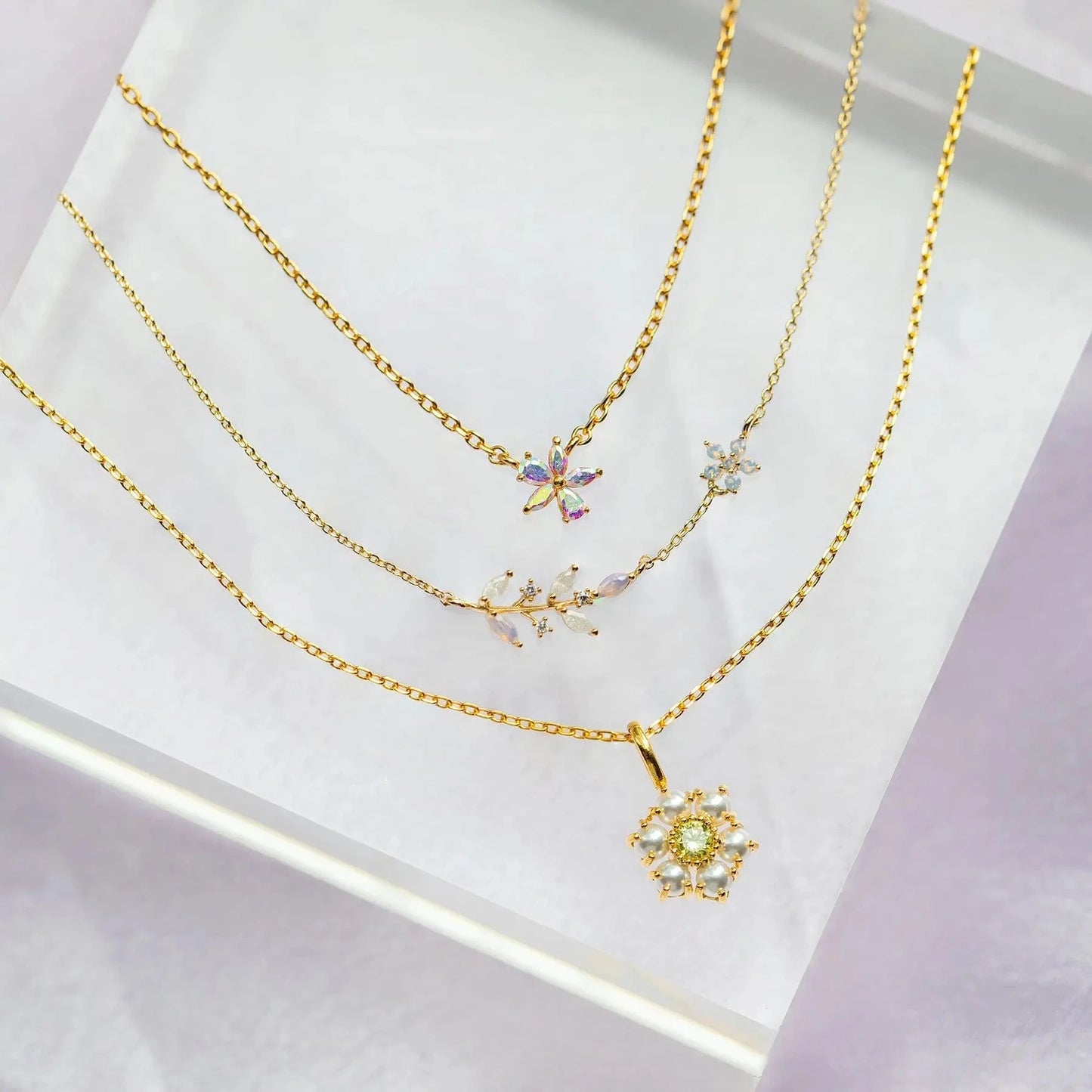 18inches / Gold 18K Gold Plated Brass Cute Flower Collar Necklace Statement Chunky Pearl Charm Summer Beach Chokers Necklaces Gifts for Women