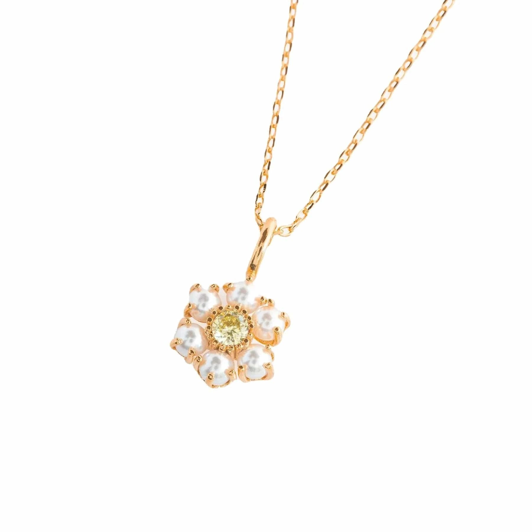 18inches / Gold 18K Gold Plated Brass Cute Flower Collar Necklace Statement Chunky Pearl Charm Summer Beach Chokers Necklaces Gifts for Women
