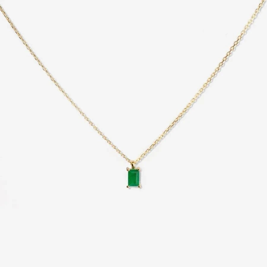 18inches / Green 18K Gold Plated Brassre Ctangular Zircon Collar Necklace Statement Chunky  Charm Summer Beach Chokers Necklaces Gifts for Women