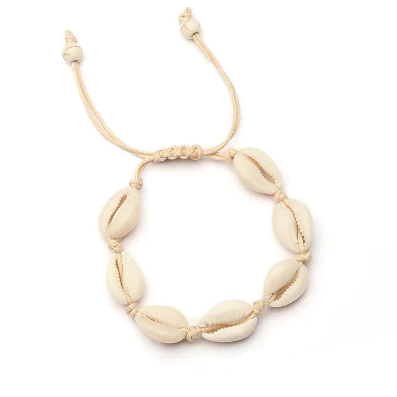 18inches / Khaki-syn,howlite Natural Cowrie Beads Shell Bracelet/Anklet/necklace Handmade Beach bracelet Jewelry Hawaiian Jamaican Style Adjustable for Women