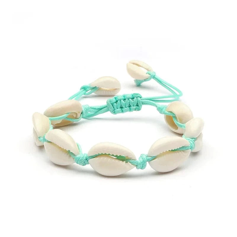 18inches / light green-shell Natural Cowrie Beads Shell Bracelet/Anklet/necklace Handmade Beach bracelet Jewelry Hawaiian Jamaican Style Adjustable for Women