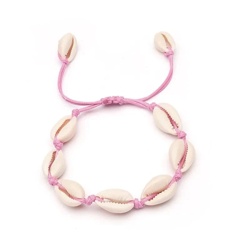 18inches / light pink-shell Natural Shell Anklet Bracelet Necklace Handmade Beach Foot Jewelry Adjustable Boho Beaded Anklet for Women and Girls