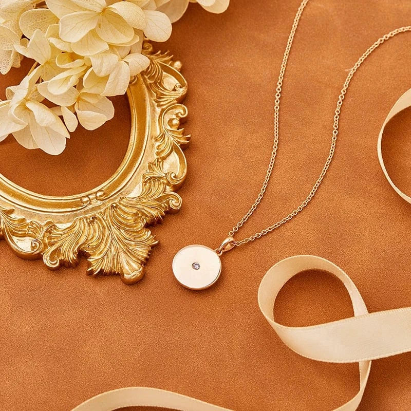 18inches / necklace round Red Enameled Lotus Pendant Necklace Adjustable 925 Silver Gold-Plated Rose Gold Stone Gift Jewelry