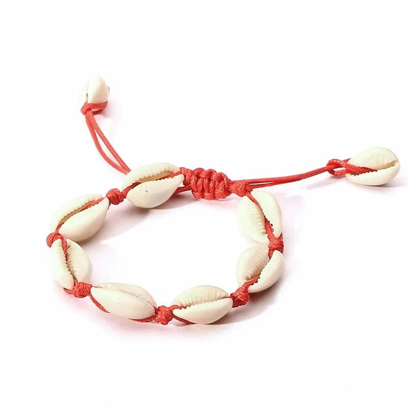 18inches / Red-shell Natural Shell Anklet Bracelet Necklace Handmade Beach Foot Jewelry Adjustable Boho Beaded Anklet for Women and Girls