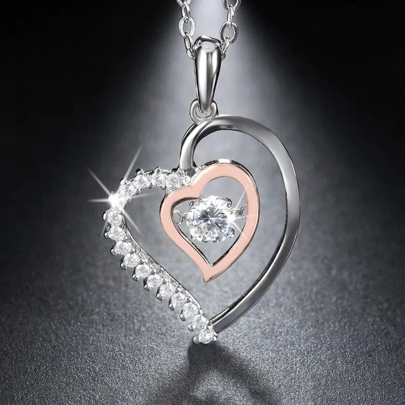 18inches / Rhodium Plated RINNTIN SN15 Fine Jewelry 925 Sterling Silver Factory Customized Twisted Heart Zircon Pendant Necklace