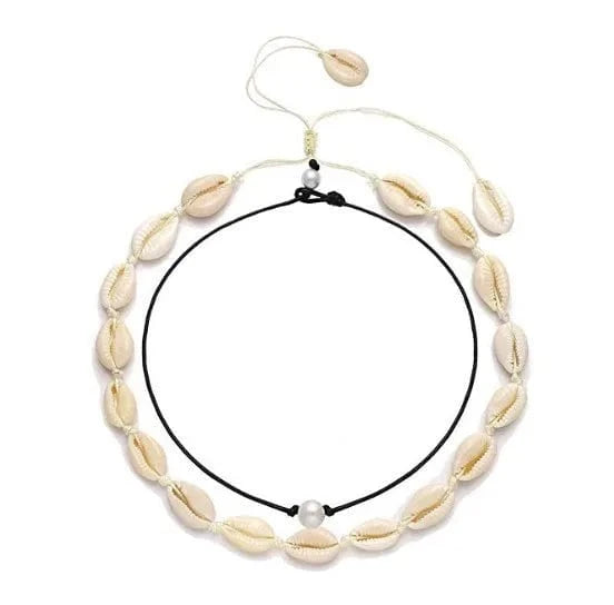 18inches / shell pearl set Natural Shell Anklet Bracelet Necklace Handmade Beach Foot Jewelry Adjustable Boho Beaded Anklet for Women and Girls