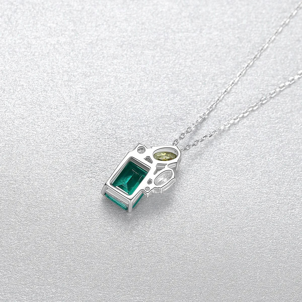 18inches / Silver OLAN Fashion Jewelry 925 Sterling Silver 6*8mm Emerald Gemstone Dainty Pendant Necklace for Women Mom Anniversary Birthday Gifts