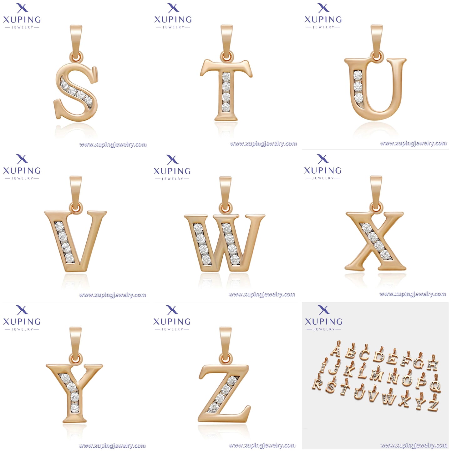 18k gold color A00786327 Xuping jewelry elegant exquisite environmental protection copper neutral versatile 18K gold 26-letter pendant