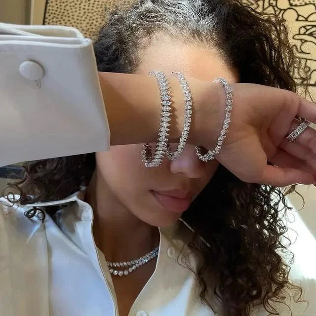 18K Gold Plated 3 Prong Setting Water Drop Tear Drop Zircon Tennis Chain Bracelet CZ Iced Out Diamond Crystal Women Jewelry