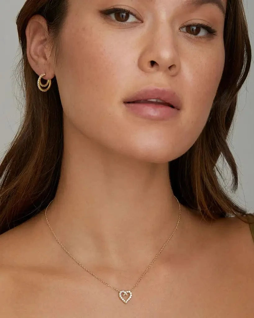 18K Gold Plated Charm Fashion Women Jewelry Set Micro Pave 5A CZ Diamond Hallow Heart Shape Necklace Bracelet Ring Earring