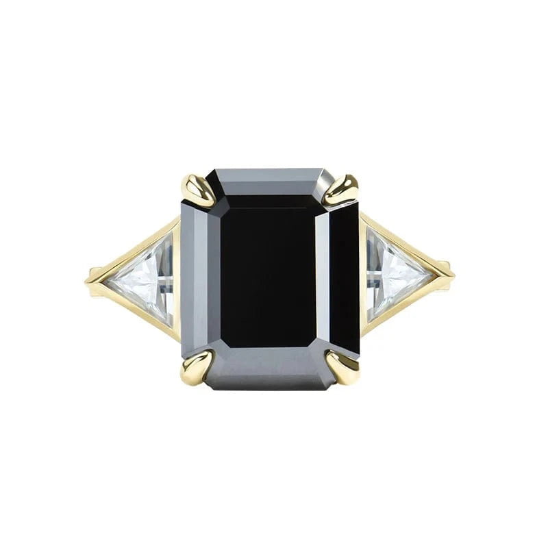 18K   moissanite ring  black  gemstone lady's  ring AU750 gold ring