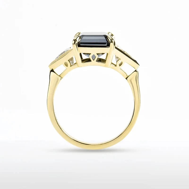 18K   moissanite ring  black  gemstone lady's  ring AU750 gold ring