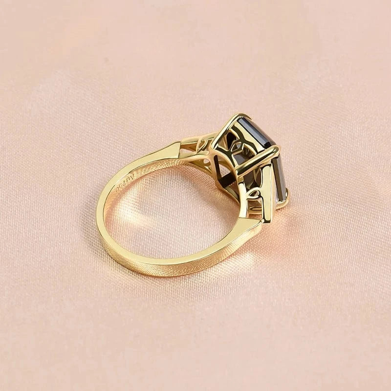 18K   moissanite ring  black  gemstone lady's  ring AU750 gold ring