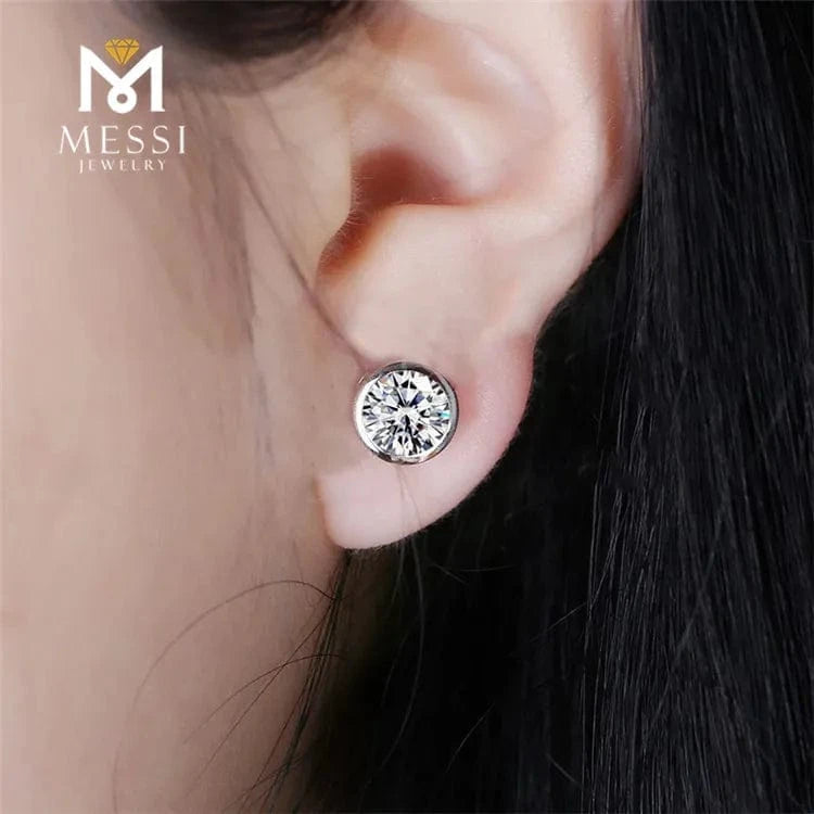 18k white gold Messi Jewelry 14k 18k white gold price moissanite earrings jewellery for women for Thailand