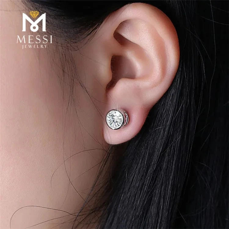 18k white gold Messi Jewelry 14k 18k white gold price moissanite earrings jewellery for women for Thailand