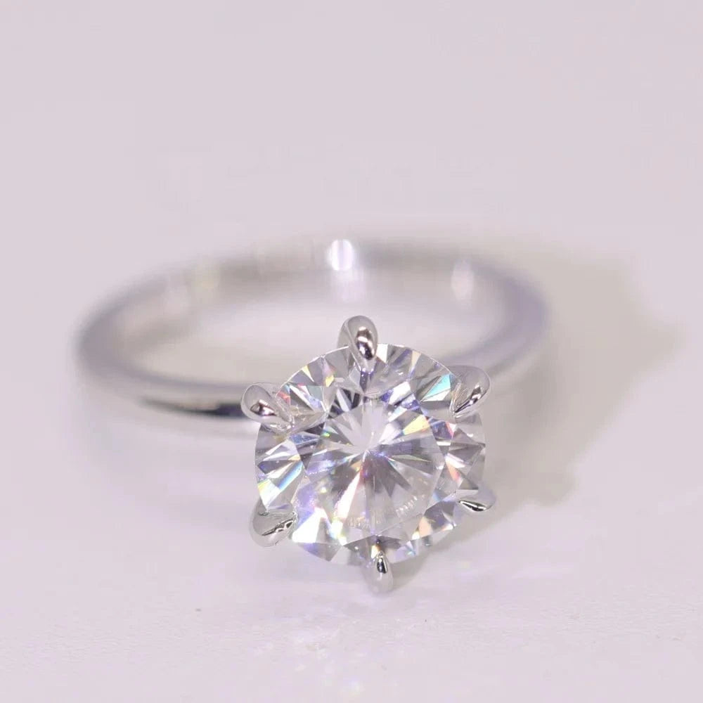 18K White Gold Solitaire Engagement Ring 2.5CT 8.5mm D Color VVS1 Round Shape Moissanite Diamond Ring Jewelry