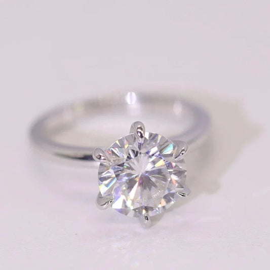 18K White Gold Solitaire Engagement Ring 2.5CT 8.5mm D Color VVS1 Round Shape Moissanite Diamond Ring Jewelry