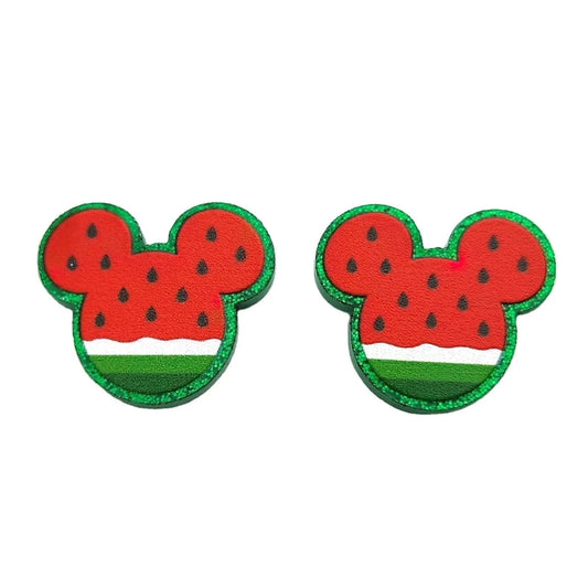 18mm / multi (Set of 10 )  PRS026PR1008 Factory Hot Sale Cute Mouse Watermelon Laser Cut Animal Acrylic Jewelry Accessories