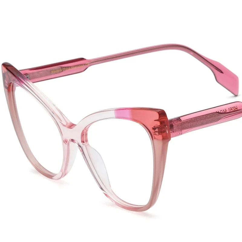 19251 Transparent Pink Borregls Acetate Cat Eye Glasses Frame Brand Designer Transparent Eyeglasses Frame Myopia Optical Eyewear 19251