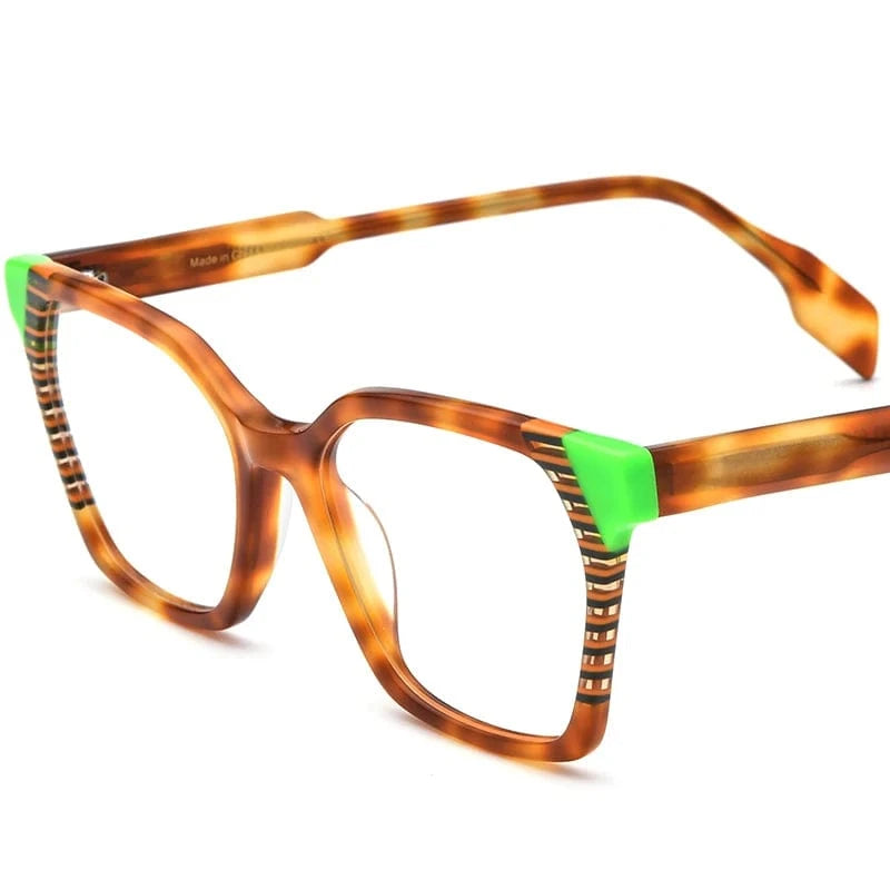 19252 Leopard Borregls Acetate Glasses Frame Men Retro Square Eyeglasses Women 2022 Optical Spectacles Myopia Eyewear 19252