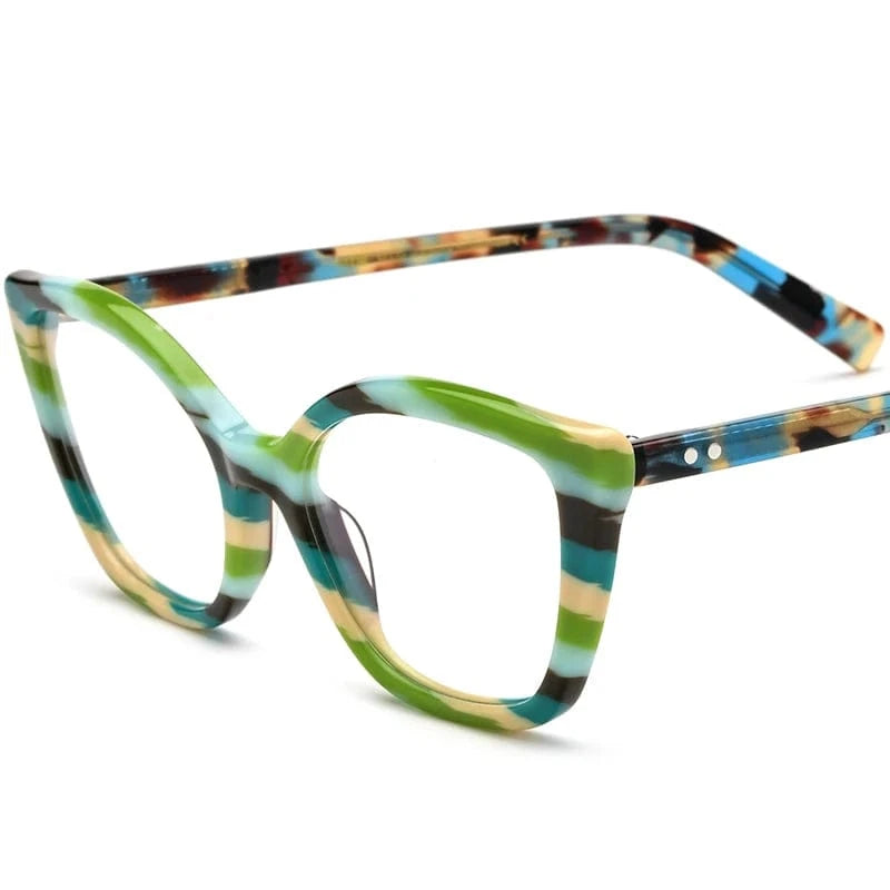 19277 Blue Borregls Acetate Cat Eye Glasses Frame Brand Designer Transparent Eyeglasses Frame Myopia Optical Eyewear 19277