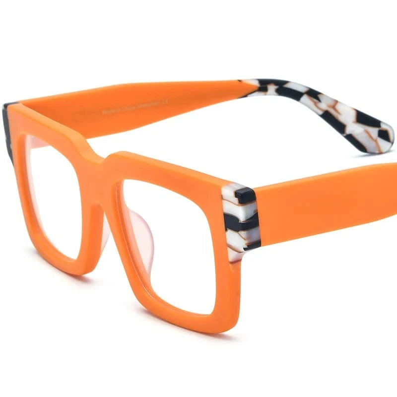 19288 Matte Orange Borregls Matte Acetate Square Glasses Women Brand Designer New High Quality Oversize Big Eyeglass Frame Optical Eyewear 19288