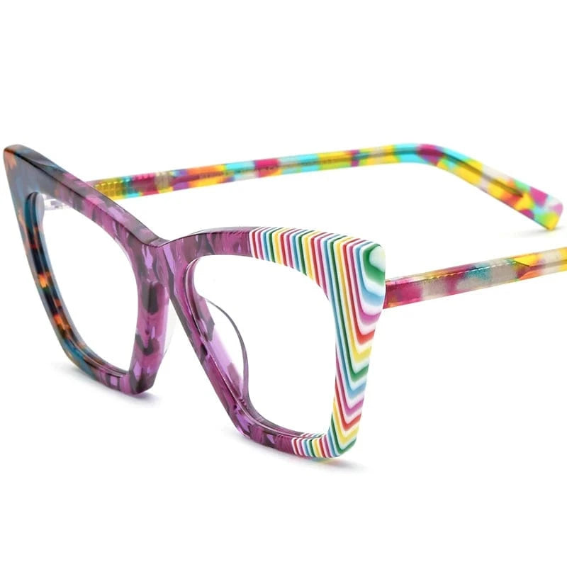 19295 Purple Borregls Acetate Cat Eye Glasses Frame Brand Designer Transparent Eyeglasses Frame Myopia Optical Eyewear 19295