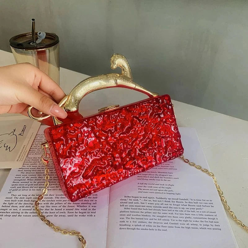 19cm*5cm*10.5cm / Red Hot Sale Box Handbags Young Lady Designer Clear Box Hand Bags For Woman's Fashion Jelly Purses