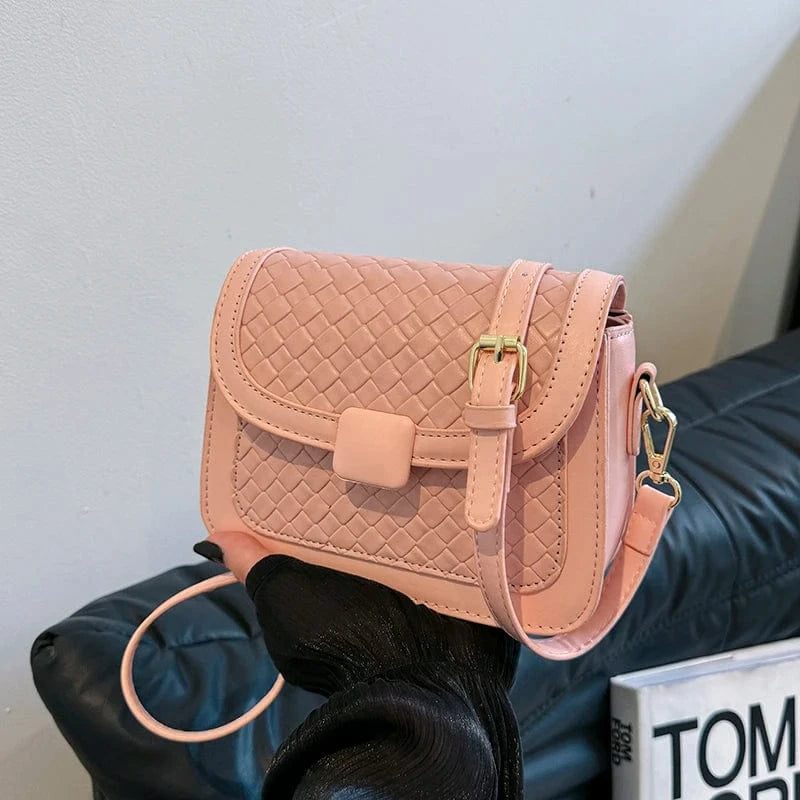 19cm*7cm*12cm / pink New fashion handbags 2024 Light Lady Leather Small Square Bags Lady Design Purses for women