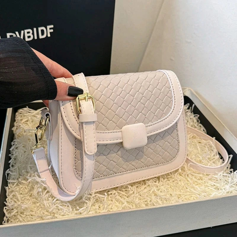 19cm*7cm*12cm / White New fashion handbags 2024 Light Lady Leather Small Square Bags Lady Design Purses for women