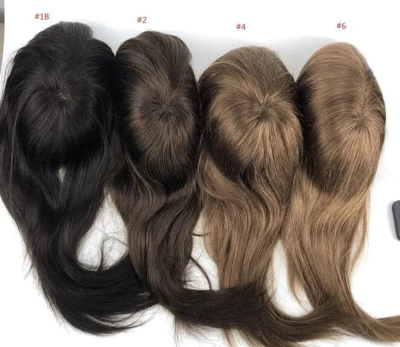 1B# / 18 Inches Q6 Australia swiss lace with pu around woman toupee Wig Prosthesis 180% light brown human hair topper for woman