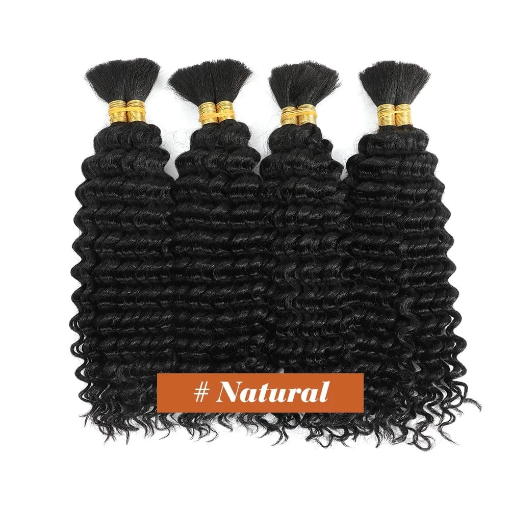 1B / 1Pcs/Lot / CHINA|24inches|100g Human Braiding Hair Chocolate Brown 100g Deep Wave Bulk No Weft Human Hair Wigs Bundles for Curly Boho Braiding